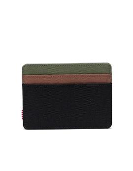 CHARLIE CARDHOLDER BLACK/FOUR LEAF CLOVER/SADDLE B