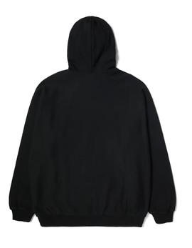 LOGO APPLIQUE HOODED FLEECE BLACK